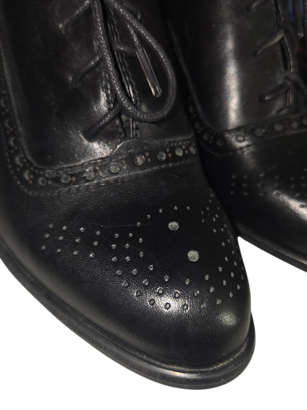 NWOT Franco Sarto Bridget Black Leather Heeled Oxfords 9.5 - Picture 4 of 9